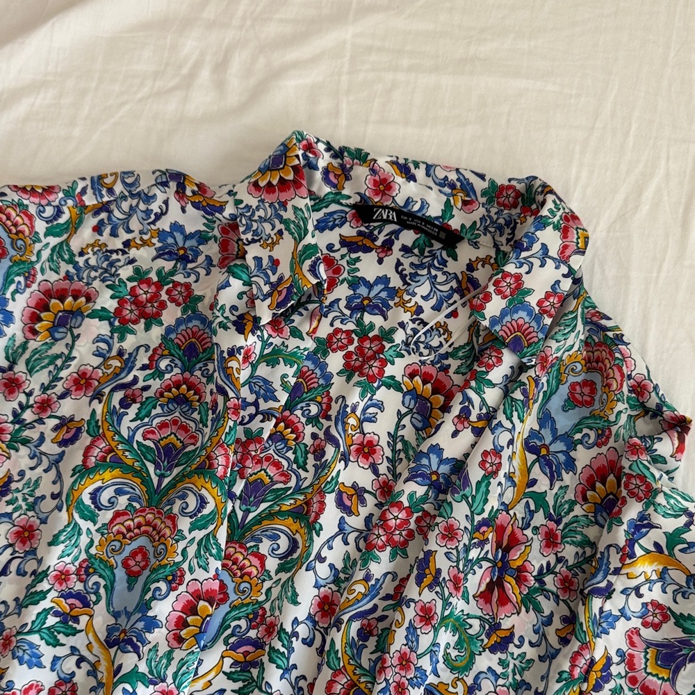 Zara Colorful Floral Print Blouse